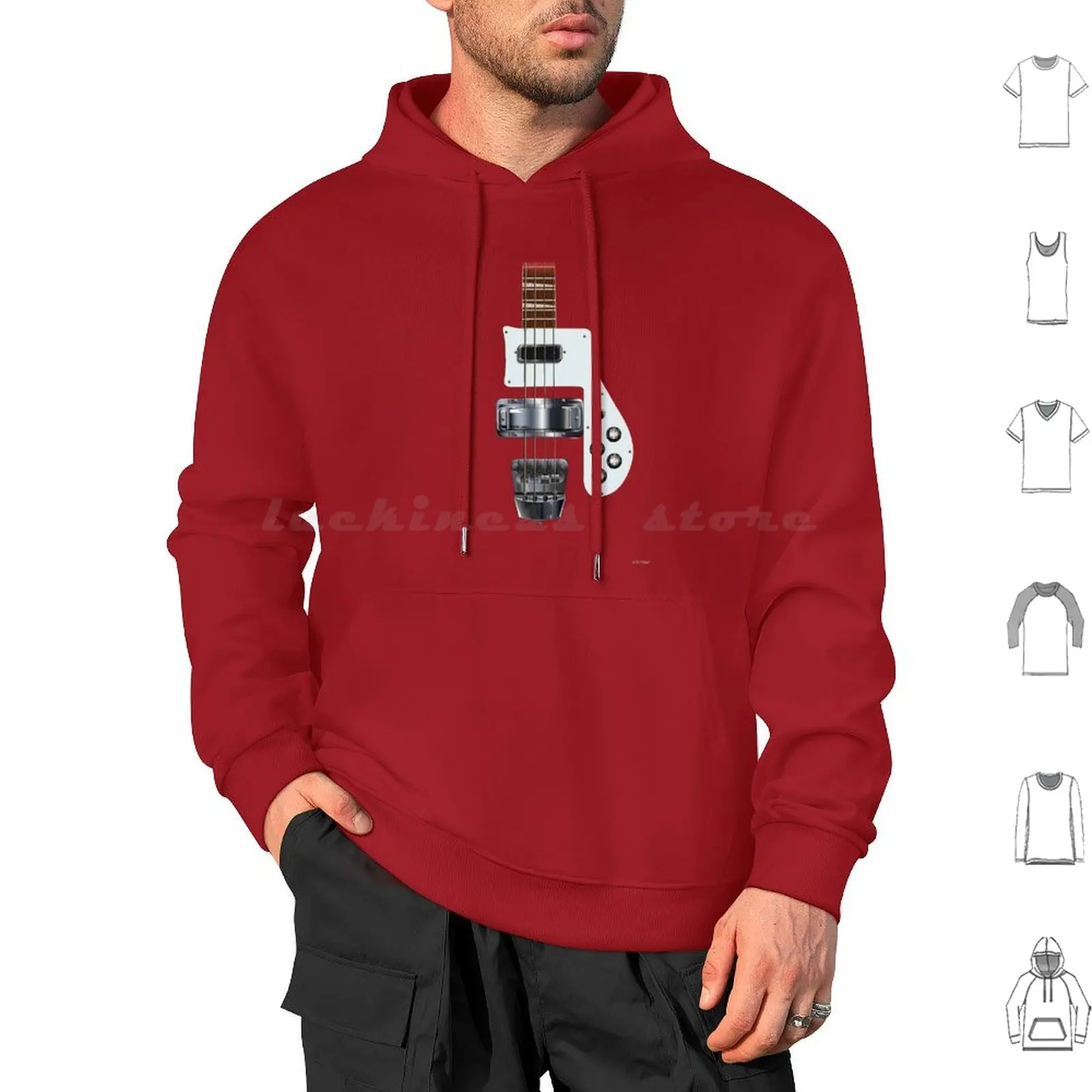 Bass Style Guitar Digital Illustration Hoodies Long Sleeve Bass Rick Townshend Petty Marr Lynott Guitar Music Strings