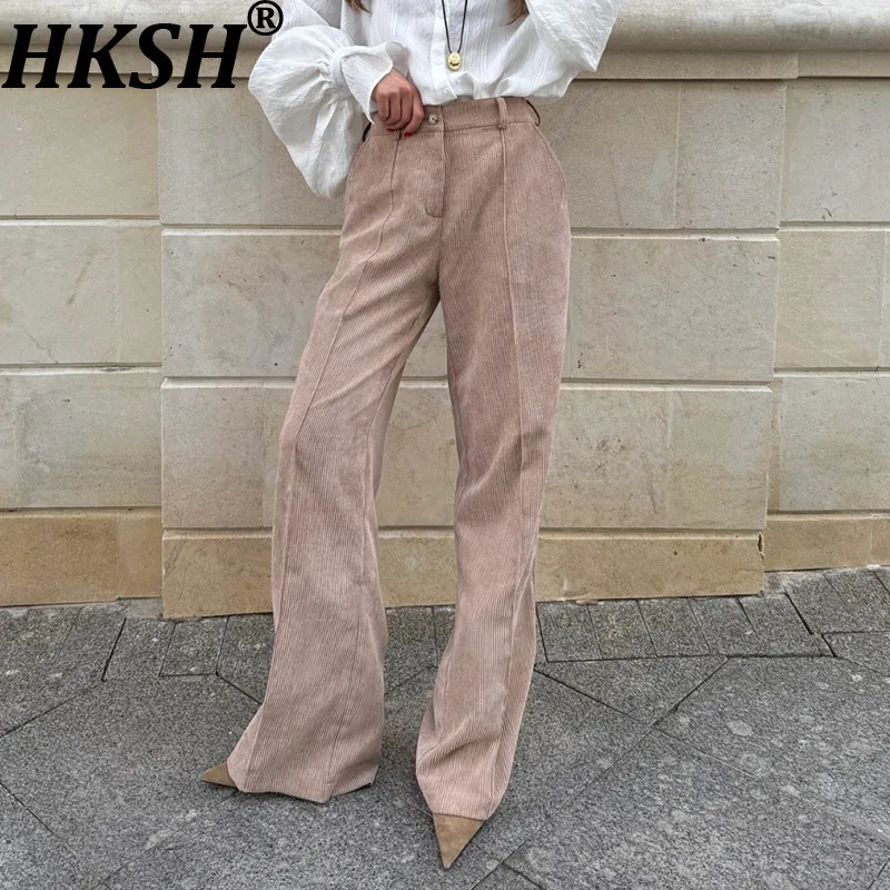 HKSH خريف شتاء جديد المرأة سروال قصير مستقيم السراويل بلون جيوب تنوعا أنيقة الأمريكية الرجعية الاتجاه غير رسمي HK14925 #1