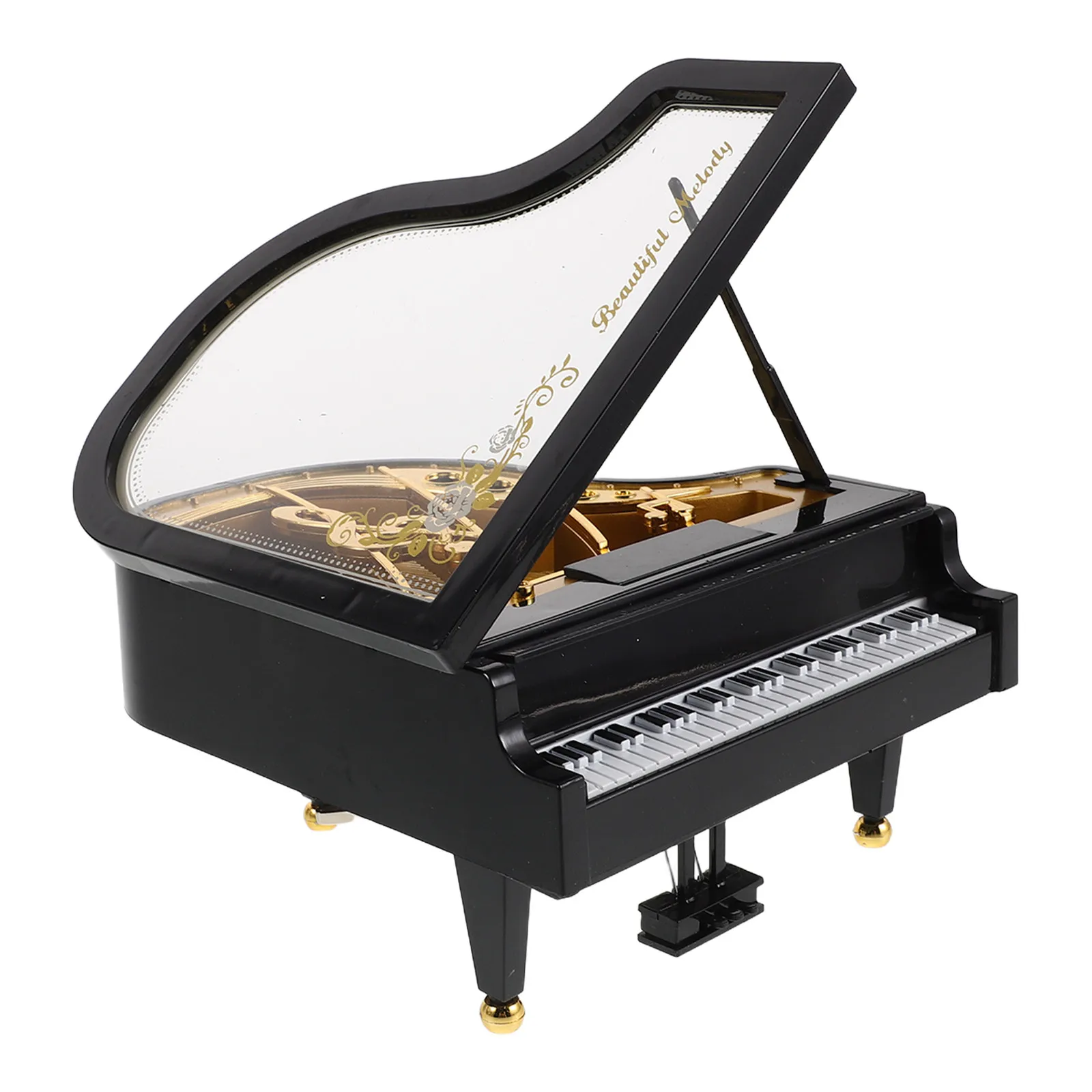 Hand Crank Vintage Piano Music Box Mechanical Miniature Retro Table Decor Elegant Musical Box Gift for Him and Her