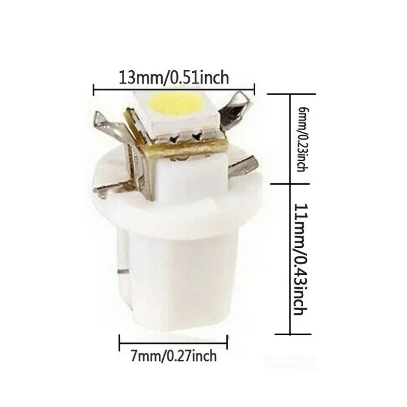 

10pcs T5 B8.5D Car Gauge LED Dashboard Instrument Panel Light Bulb White 12V *Small Size, Suitable For Most Vehicles