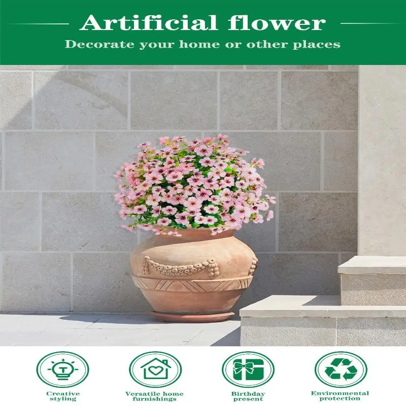 Eco Friendly 18 Inch Artificial Petunias with Ground Stake for Outdoor Porch and Garden Scenes