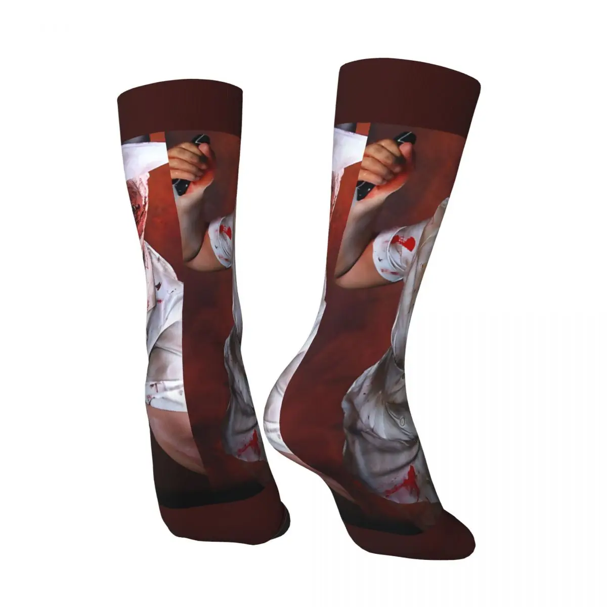 Funny Happy Twisted Nurse Men's Socks Vintage Harajuku Silent Hill Hip Hop Novelty Pattern Crew Crazy Sock Gift Printed