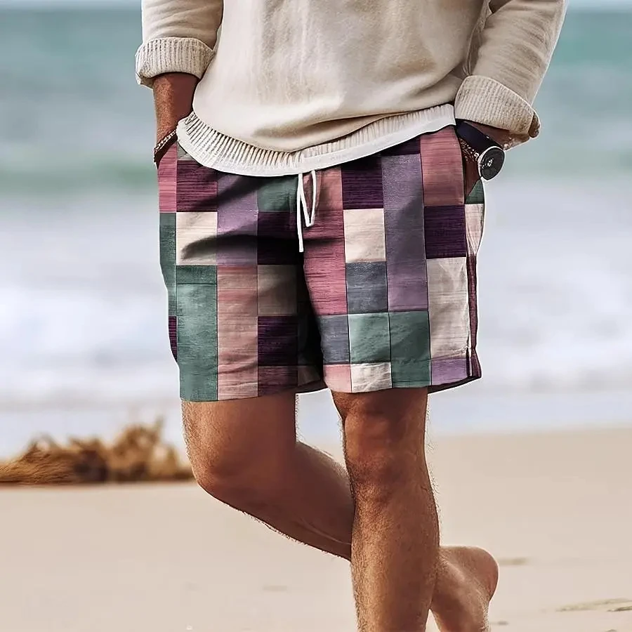 Summer Men Multicolor Beach Shorts Hawaii Vacation Short Pants Colorful Beach Clothing Male Casual Beach Outfit Streetwear