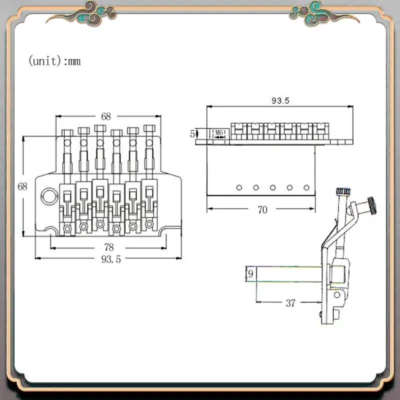 

Durable Chrome Electric Guitar Tremolo Bridge Part Kit Double Locking Systyem/78MM Between The 2 Studs Centers/Strings Through S