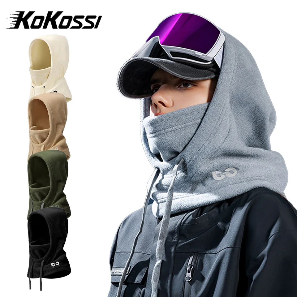 

KoKossi Winter Sports Warm Cycling Headgear Thermal Fleece Ski Mask Full Face Head Coverings Snowboard Hooded Scarfs Unisex