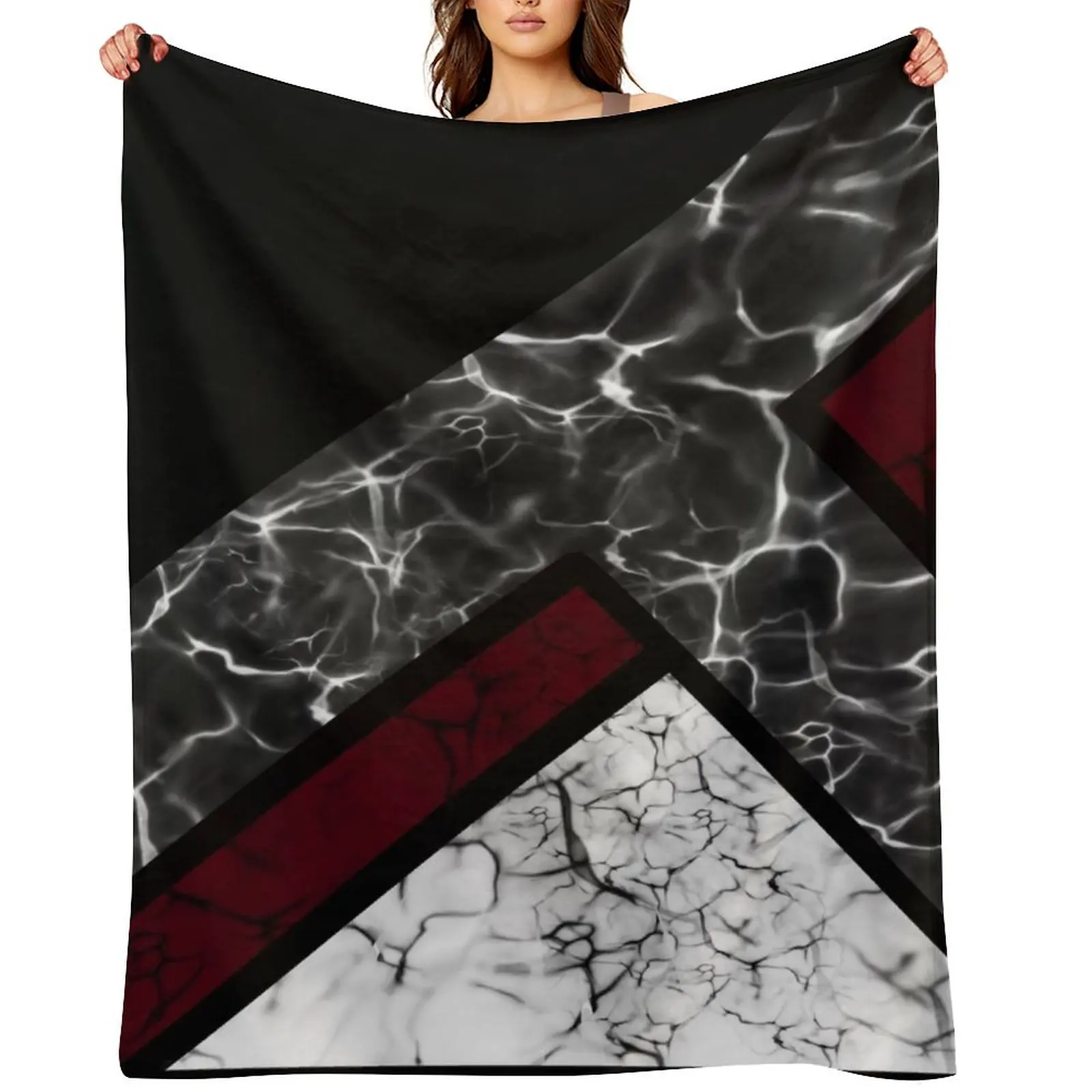 Maroon Black Marble Throw Blanket Decorative Sofa Soft Plaid Single Warm Soft Plush Plaid manga Blankets