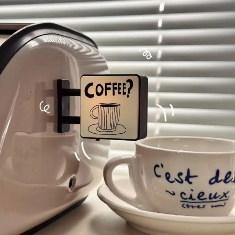 Boîte lumineuse à thème café, aimant pour mini-réfrigérateur, ornement de voyage, souvenir touristique, accessoire de décoration intérieure