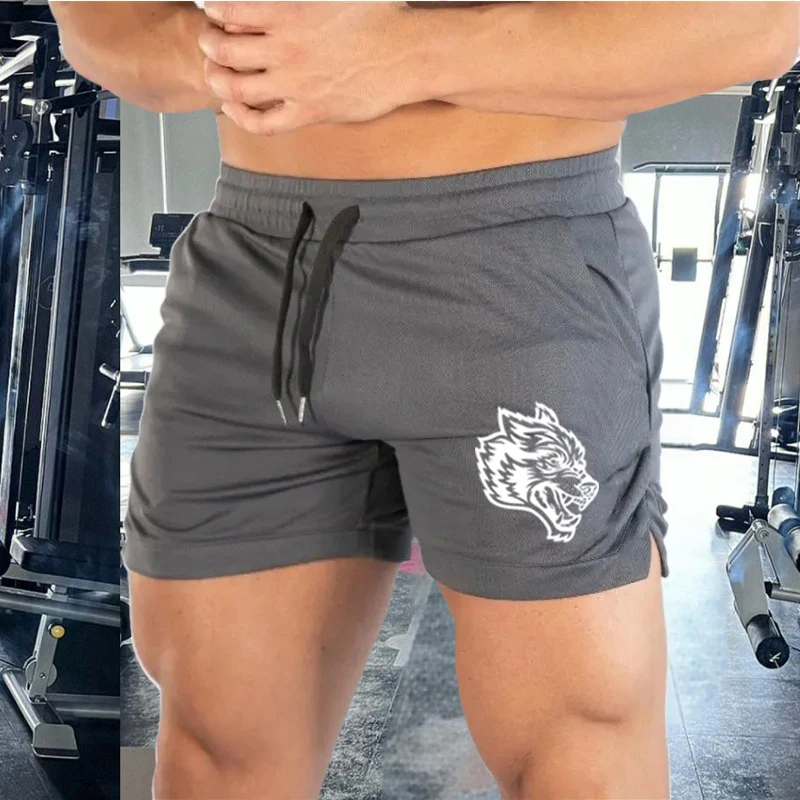 Wolf Head Men\'s Leisure Sports Shorts Elastic Beach Shorts Running Gym Sports New Three Quarter Pants Summer Fashion M-3XL