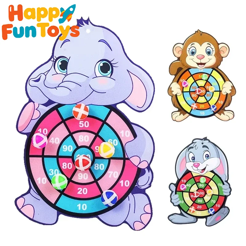 Educational Games Dart Board Baby Toy Stickey Ball Dart Indoor Sports Child Montessori Games Jungle Animal Dart Plate Board Toys