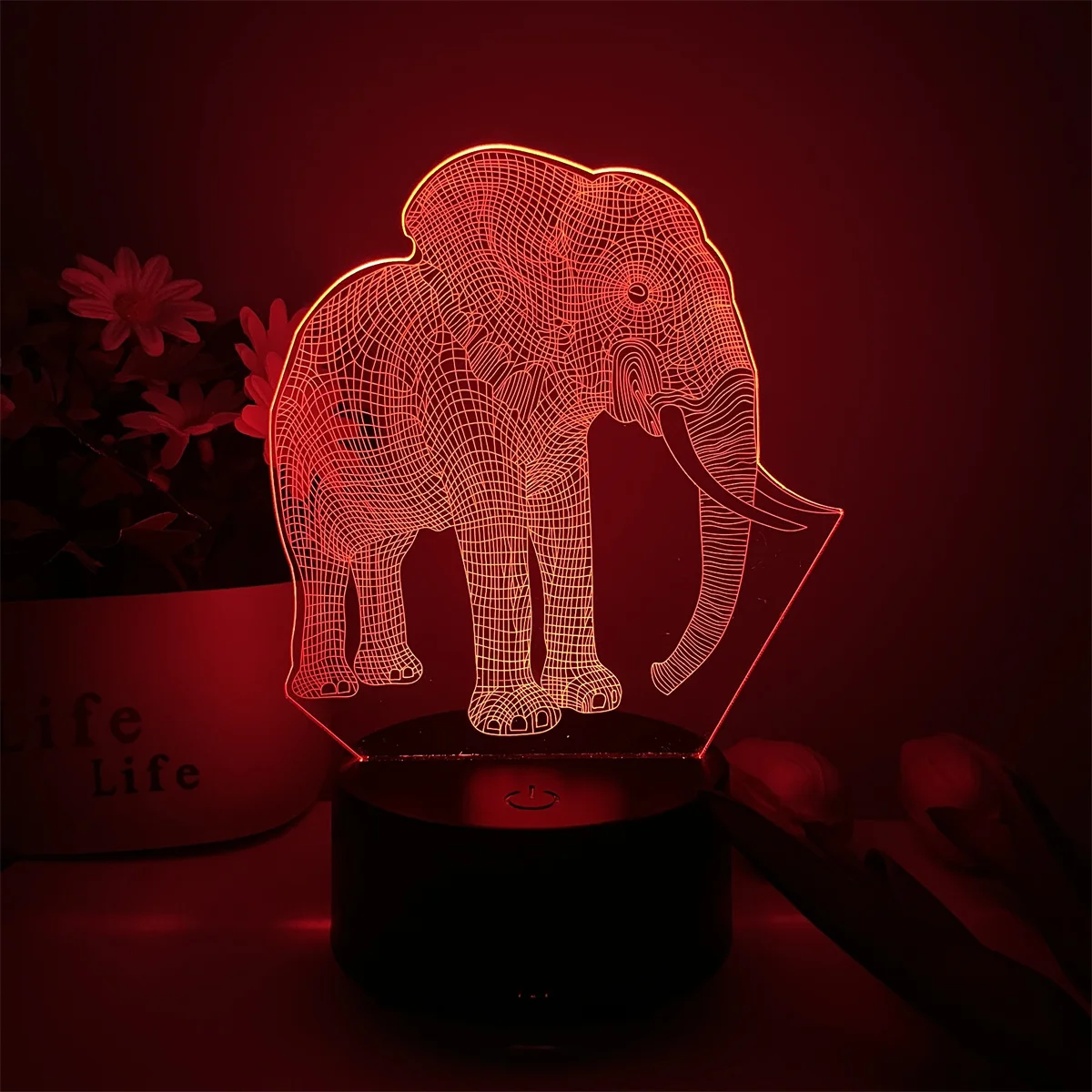 1pc  Elephant  3D Night Light, 3D Optical Illusion Lamp With Touch, 7-Color Changing Ambient Light For Bedroom