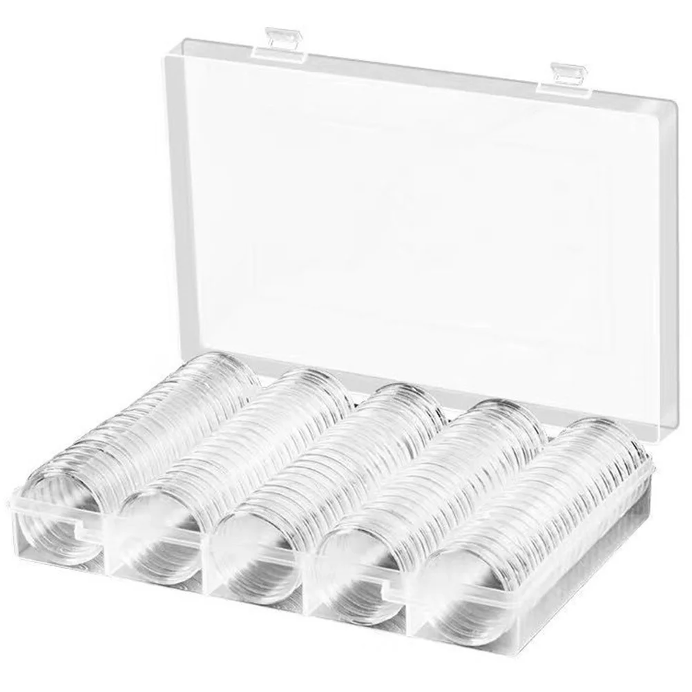 100Pcs Transparent Coin Case Clear Capsule Holder Portable Storage Box for Professional Coin Collection Supplies