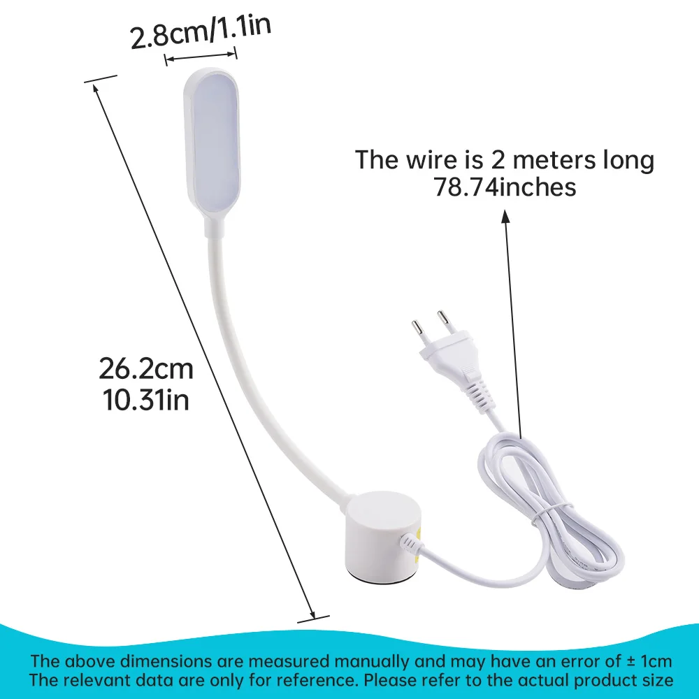 Luz para máquina de coser, 30LED, tres modos, luz de atenuación táctil con Base magnética, lámpara de iluminación de trabajo adsorbed ajustable Flexible