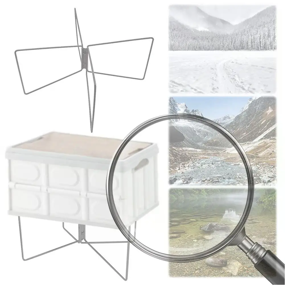 

Camping Foldable Metal Stand Stainless Steel Organizer Box Folding Stand Iron Storage Box Bracket for Outdoor Picnic Fishing