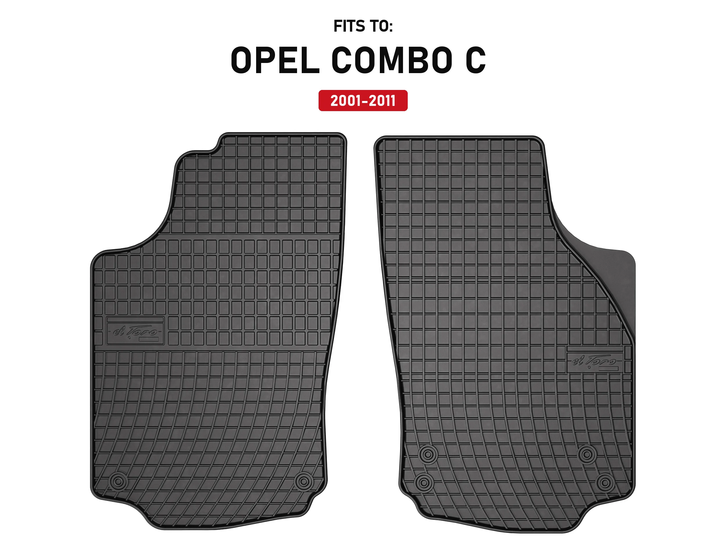 Rubberen vloermatten voorzijde zwart voor: Opel Combo C 2001-2011 Kombivan 1e rij
