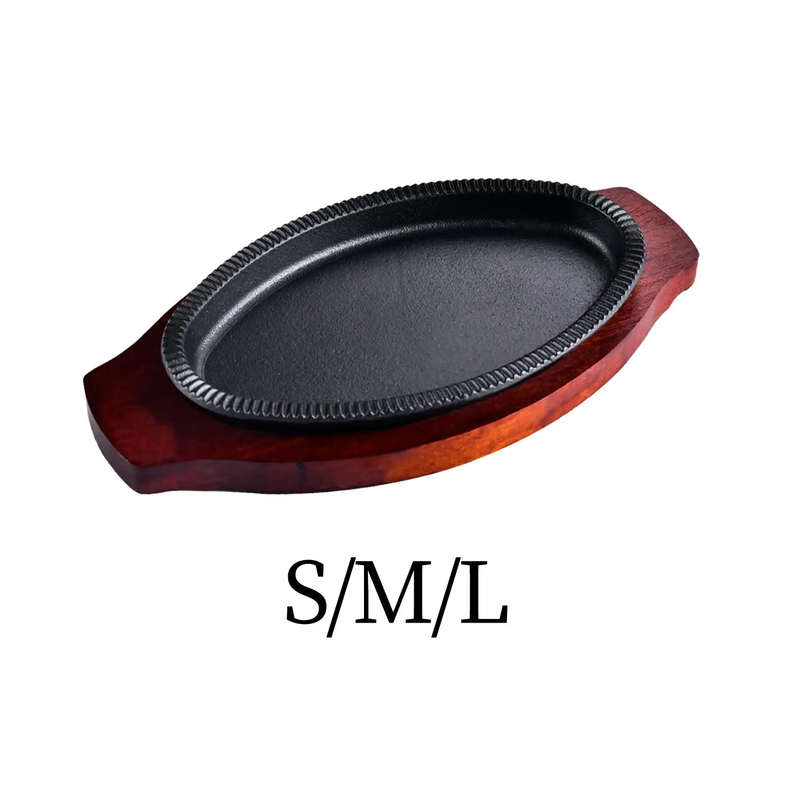 

Durable Cast Iron Steak Plate Sizzling Griddle Oval Nonstick Tray for Kitchen and Commercial Use