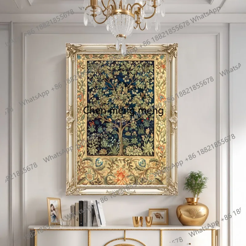 Entrance decoration, fortune tree, hanging painting, living room sofa background with framed mural