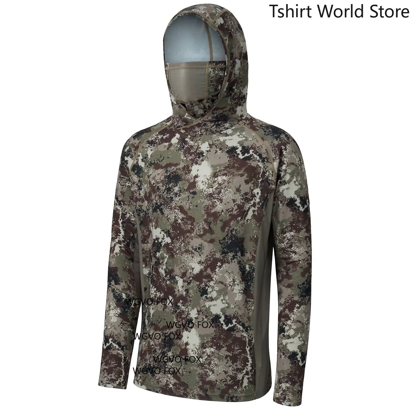 Men Camouflage Ice Silk Fishing Shirt UV Protection Quick Dry Outdoor Sun Shirt