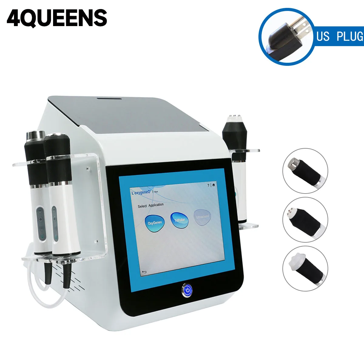แบบพกพา 3 ใน 1 อัลตราซาวนด์ออกซิเจนฟองยกกระชับผิวหน้า RF อัลตราโซนิกระดับการดูแลผิวหน้าฟื้นฟูผิวออกซิเจนบำบัด
