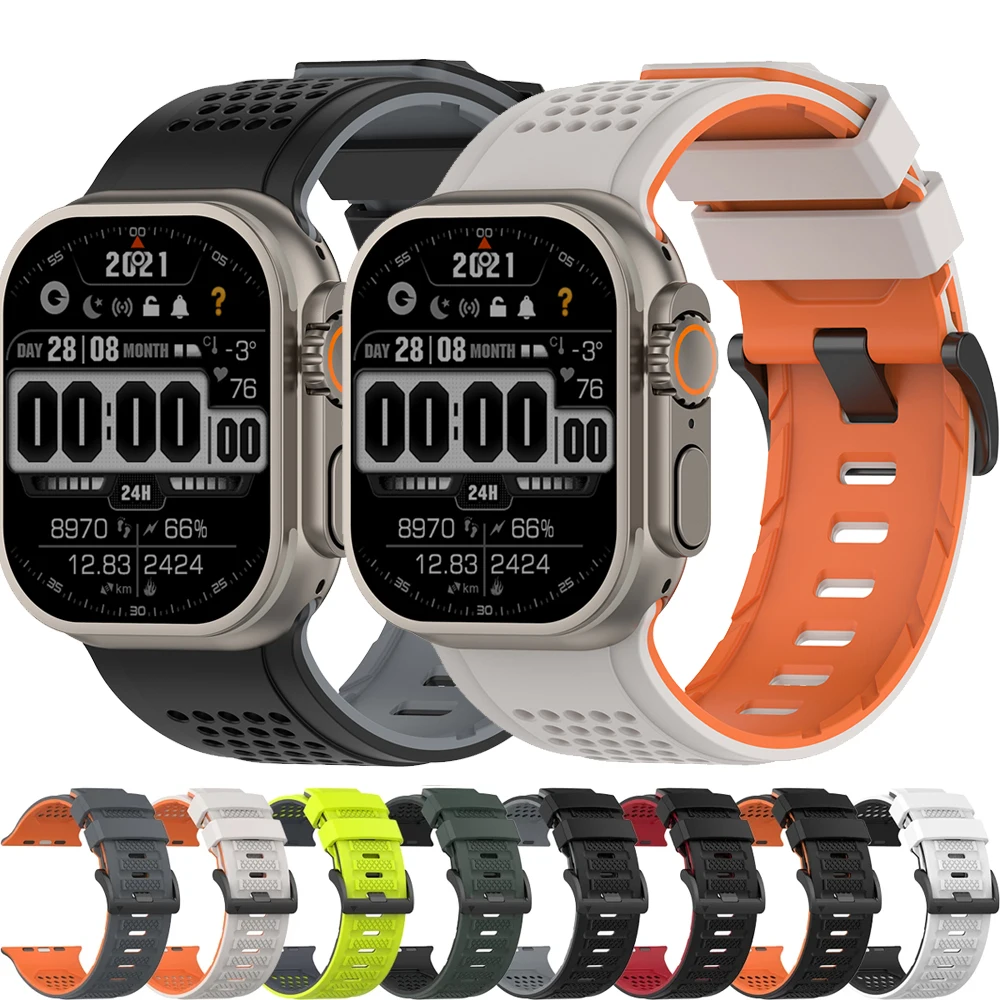 Zweifarbiges Silikonarmband für Apple Watch Serie 11, 10, 9, 8, 7, 6, SE3, atmungsaktives Sportarmband für Iwatch Ultra 3/2 49 mm, 42 44 45 46 mm