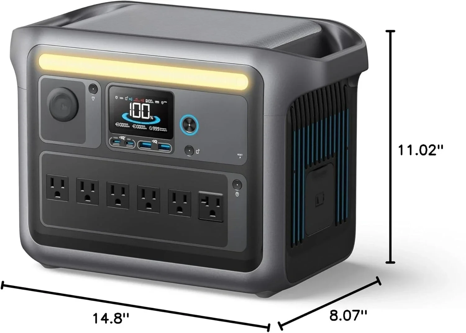 

Портативная электростанция C1000, 1800 Вт (пиковая мощность 2400 Вт), солнечный генератор, полная зарядка за 58 минут, аккумулятор LiFePO4 1056 Вт·ч для домашнего резервного питания