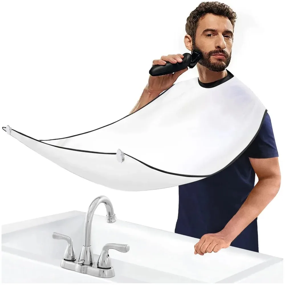 Male Shaving Aprons Creative Wall Mirror Suction Haircut Wrap Cape Home Salon Moustache Beard Shaving Apron Cleaning Bib view 5