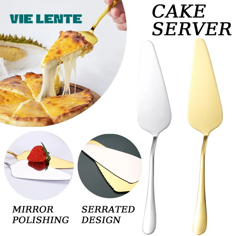 Colorful Stainless Steel Serrated Edge Cake Server Blade Cutter Pie Pizza Shovel Cake Spatula Baking Tool Dropshipping