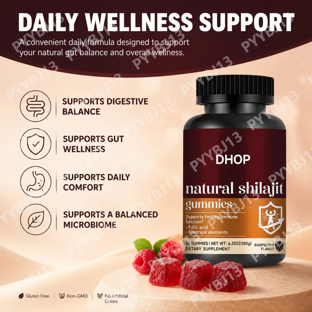 DHOP Shilajit Gummies 60 Gummies Himalayan Mineral Supplement with Fulvic Humic Acid Zinc Selenium Magnesium for Immunity Energy