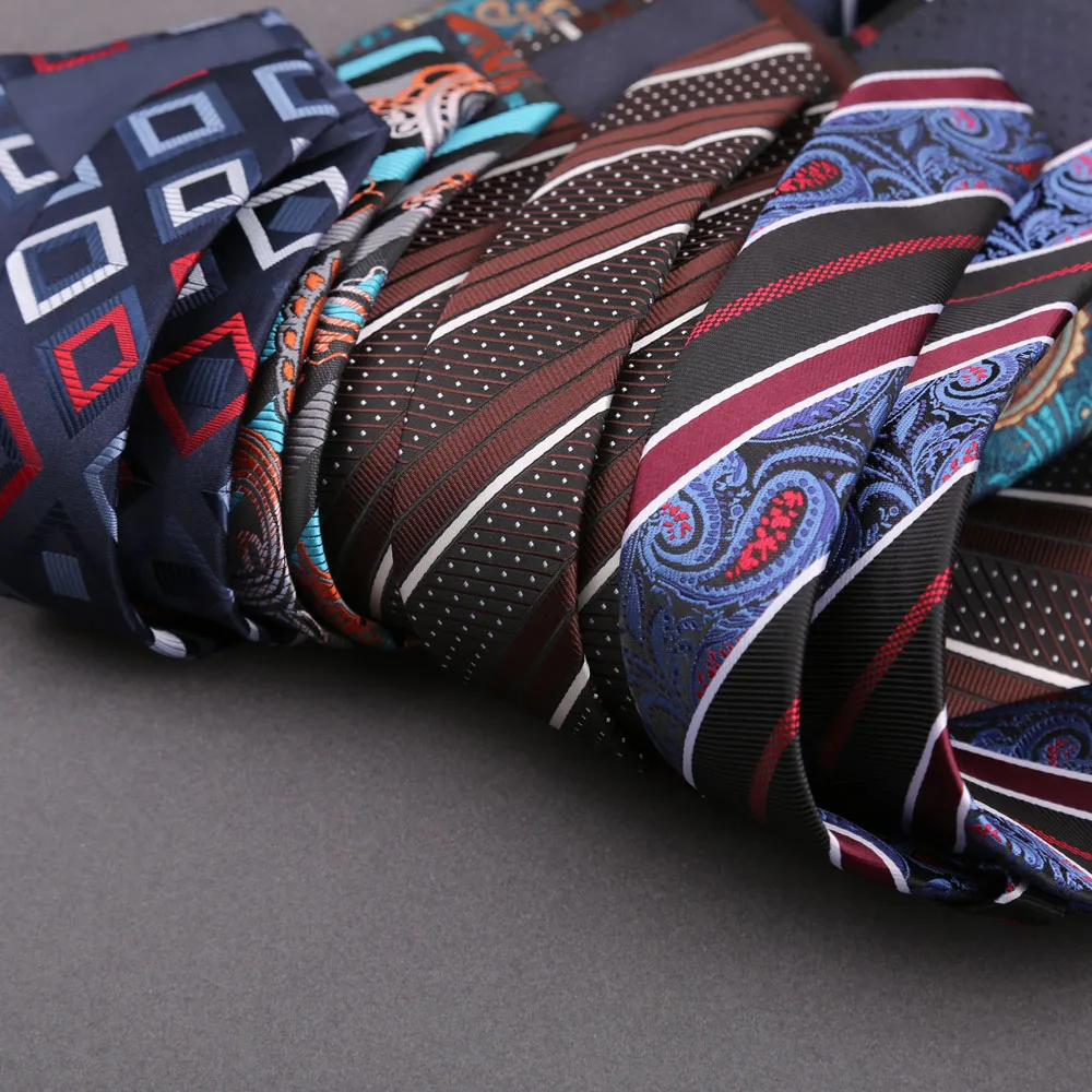 Мужской галстук Фестивальный модный полосатый клетчатый галстук Оранжевый темно-синий Gravata для мужчин Тонкий пейсли с цветочным принтом Свадебный галстук Corbatas