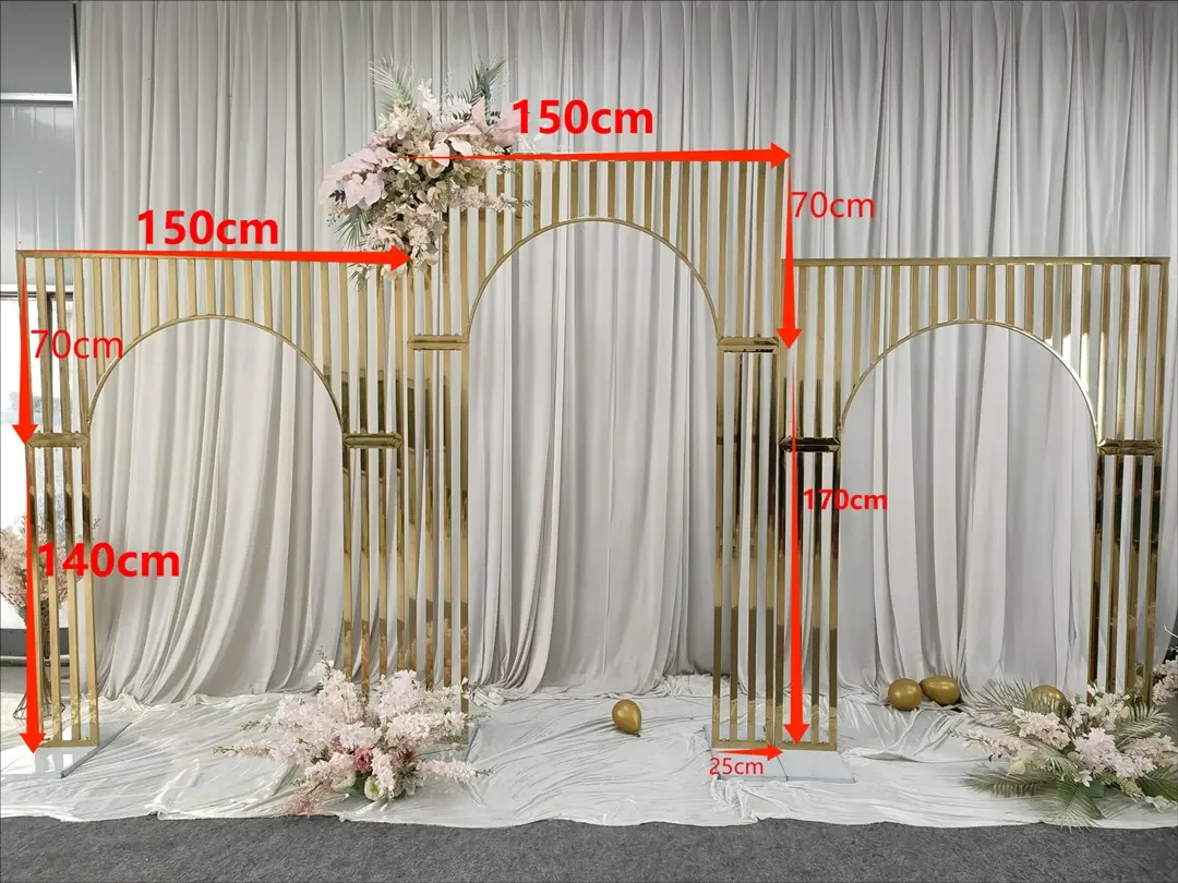 Modern Gold Stainless Steel Wedding Arch Stylish Backdrop Background for Decorations