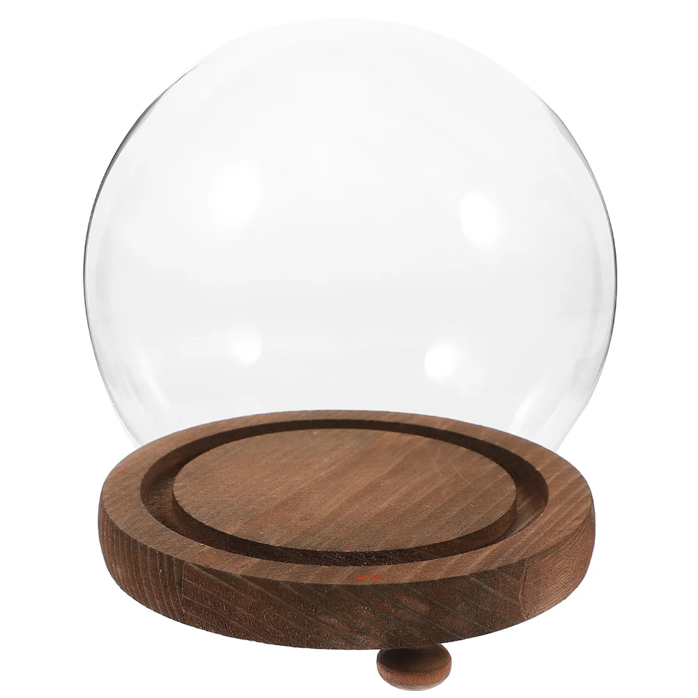 

Spherical Glass Cover Table Top Display Case Cloche with Base Ornaments Domes For