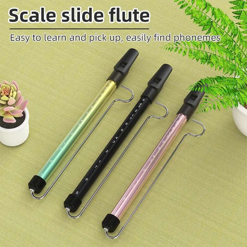 DBAO Metal Slide Whistle Scale Sliding Flute Portable Blowing Flutes Hand Pulling Slide Whistle Flute Musical Instrument Toy