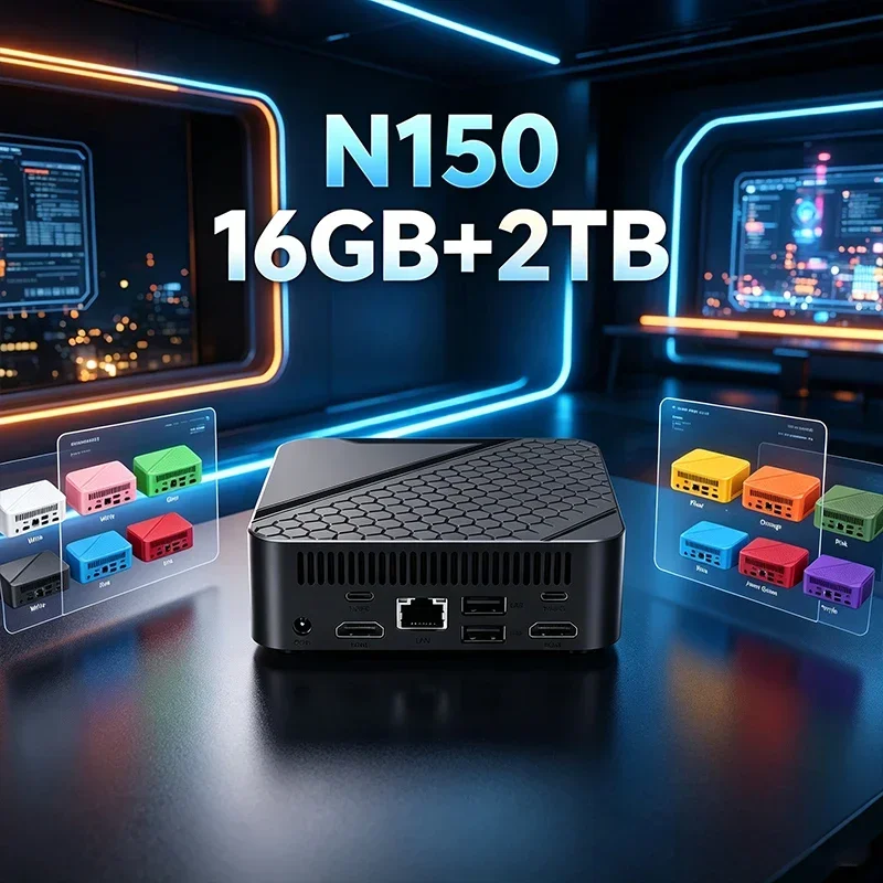 Intel N150 Mini PC–16GB+1/2TB, WiFi6, BT5.2, 4K, Windows 11, Portable Gaming Desktop for Office Gaming & Study