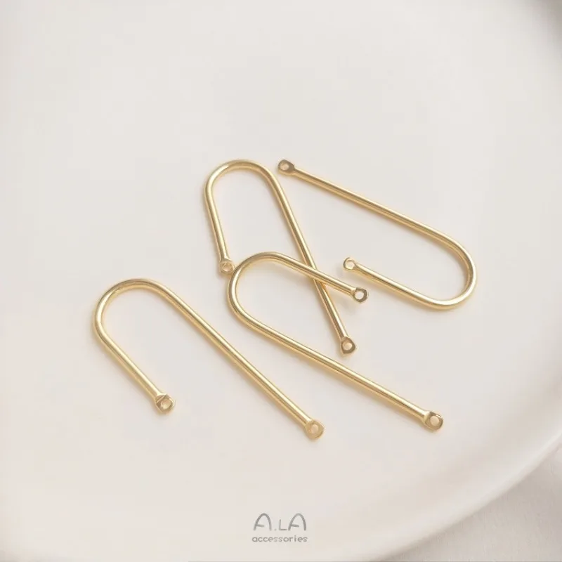 14K Gold-plated DIY Jewelry Accessories U-shaped Double-hole Connecting Rod Double Hanging Earrings Fringed Pendant Material