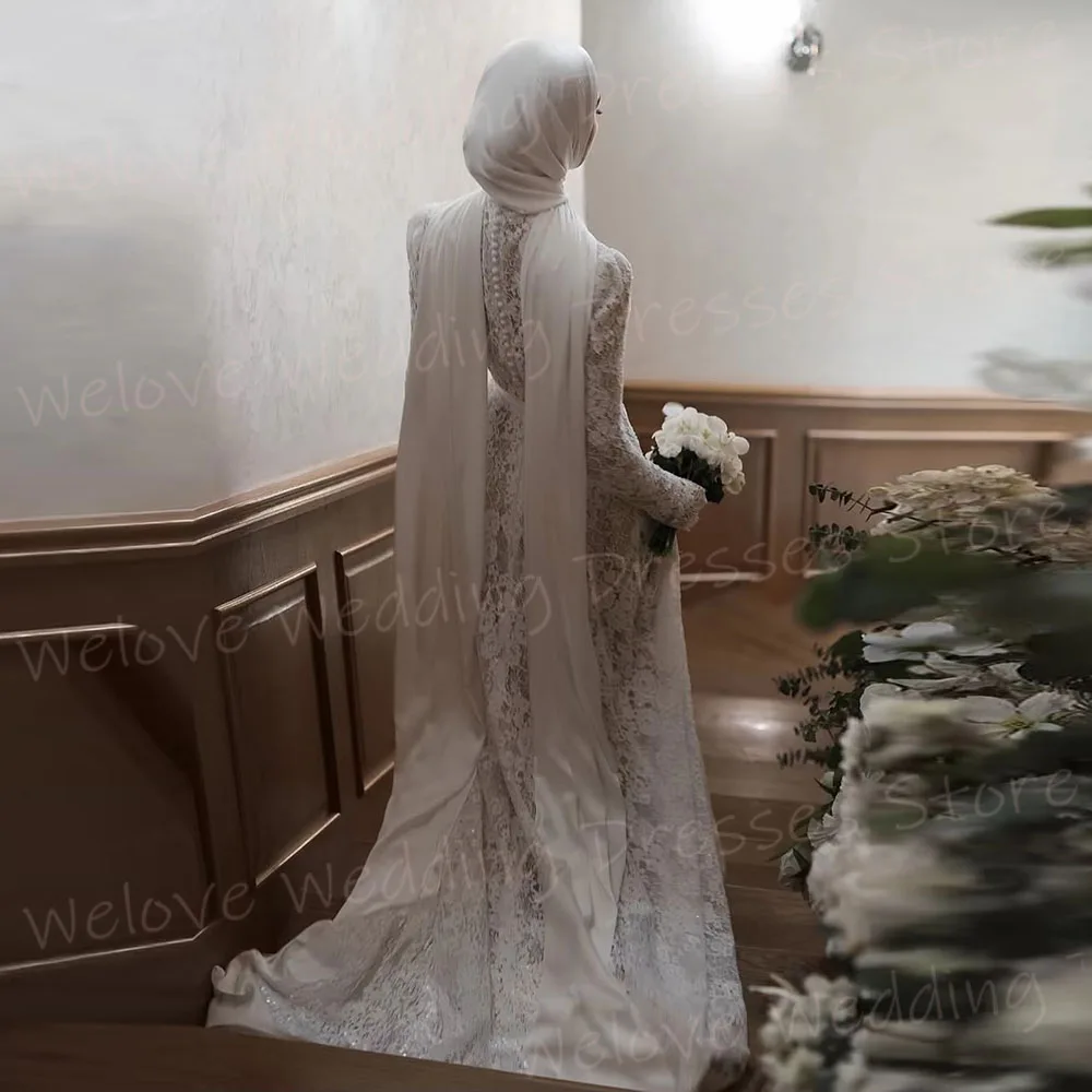 فساتين زفاف نسائية رائعة ورائعة بأكمام طويلة من الدانتيل رداء De Mariée فساتين العروس المخصصة فيستدو دي نوفيا #2