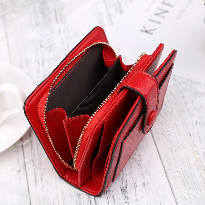 Women Wallets 2024 New Luxury Brand Red Black Small Mini Coin Purse Hasp Card Holder Lady Wallet Zipper Female Carteras  Mujeres