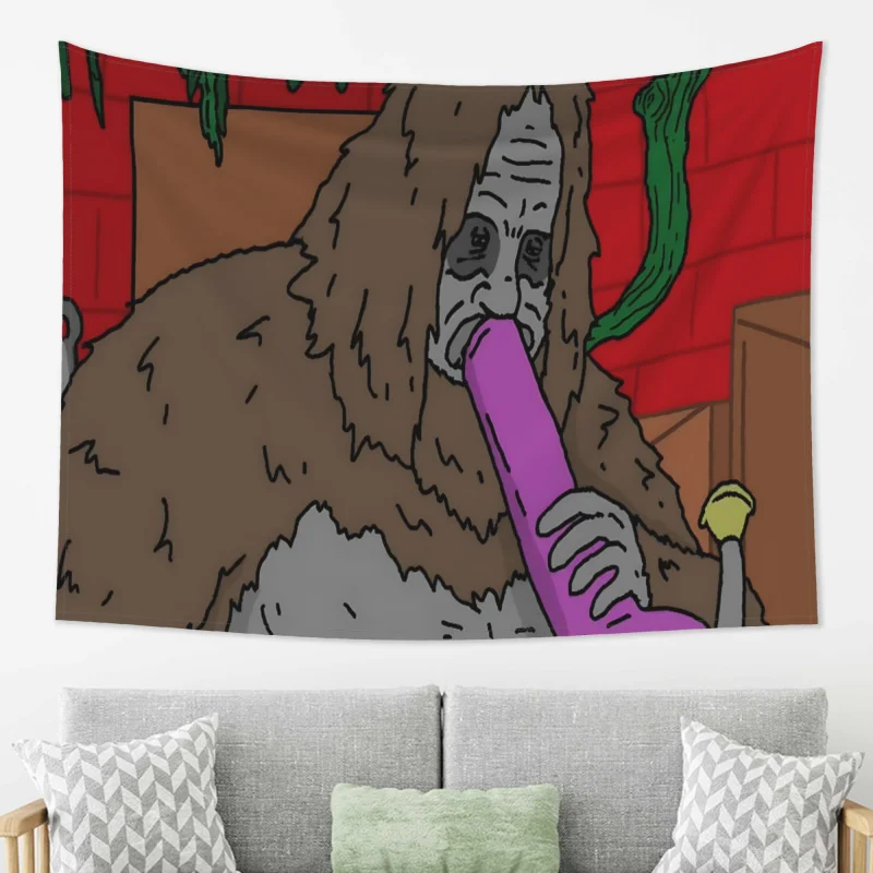 VIKAMA The Big Lez Show Wandteppich, Rot, Cartoon-Anime-Wandbehang für Schlafzimmer, Studentenwohnheim und Anime-Fan-Dekoration, Meme-Raum-Akzent