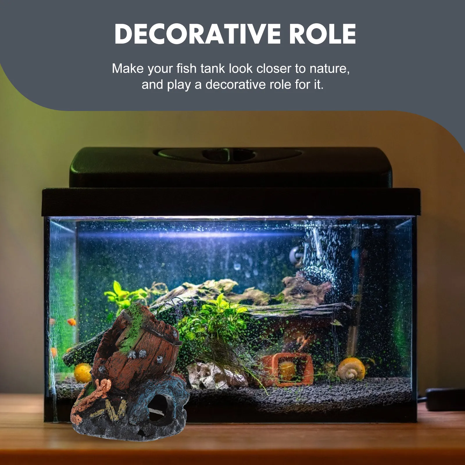 

Resin Aquarium Cave Decor Fish Tank Ornament Lifelike Design Aquarium Accessory Nature Style Fish Tank Hideout
