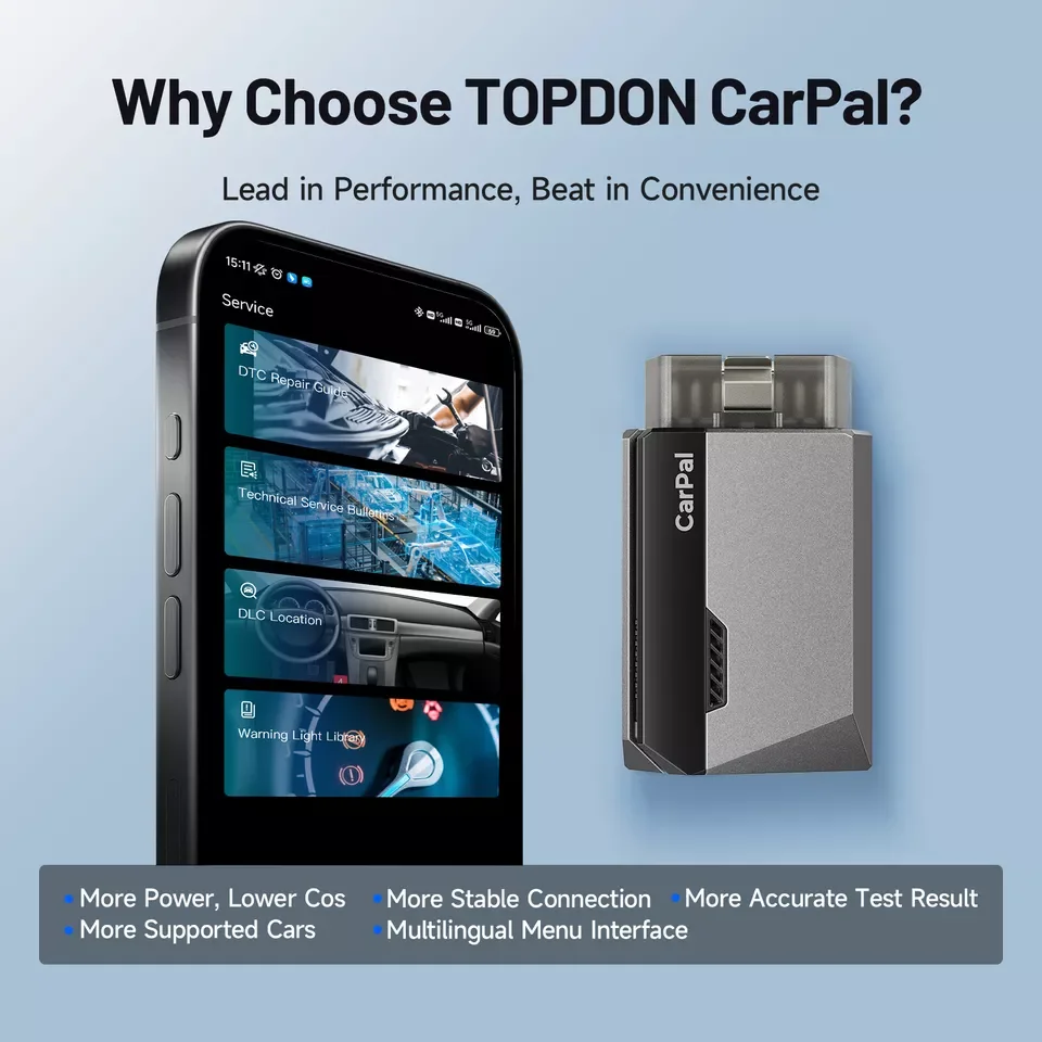 TOPDON 차량용 Carpal OBD2 스캐너, 모든 시스템 진단 도구, 차량 건강 검사, 스모그 검사, 배터리 테스트, IOS, 안드로이드, BT 5.0