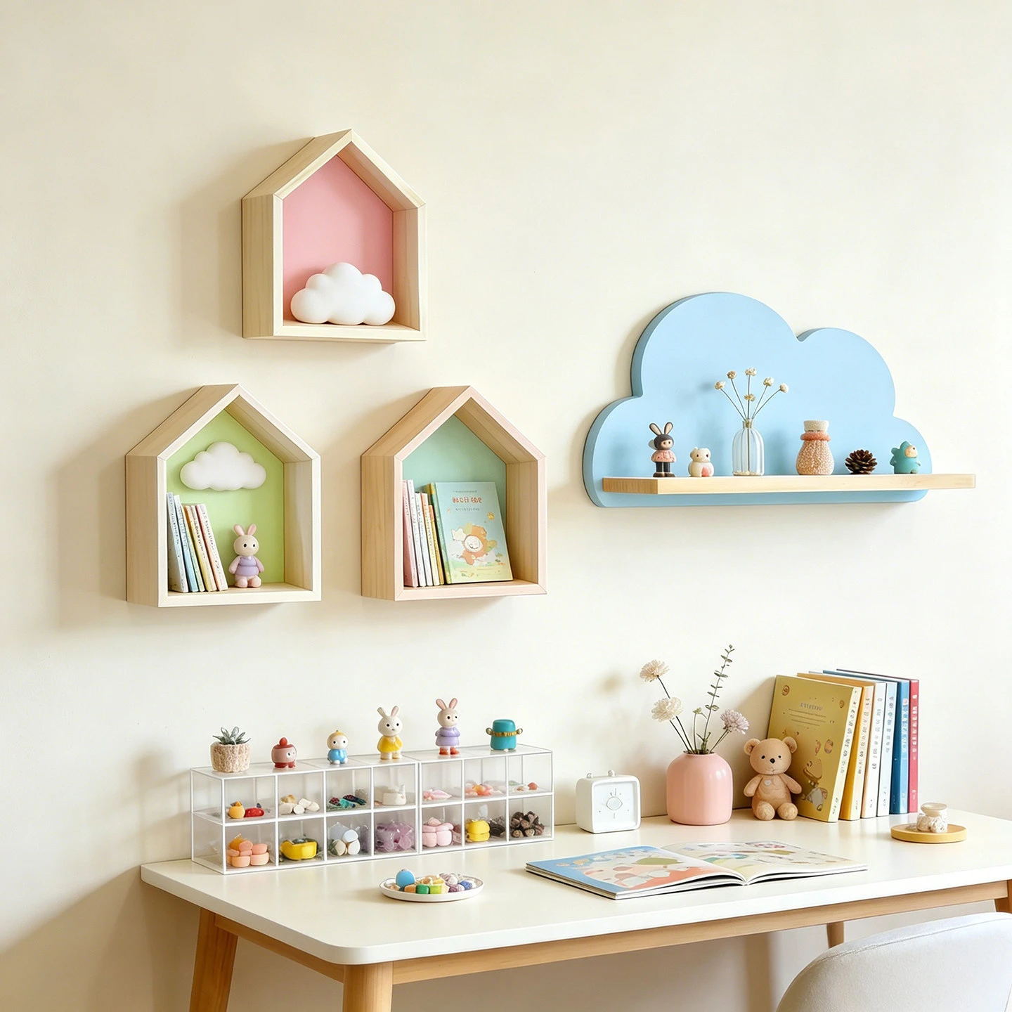 Cute Cloud Shaped Solid Wood F - огляд і ціна Baby Nursery Shelves