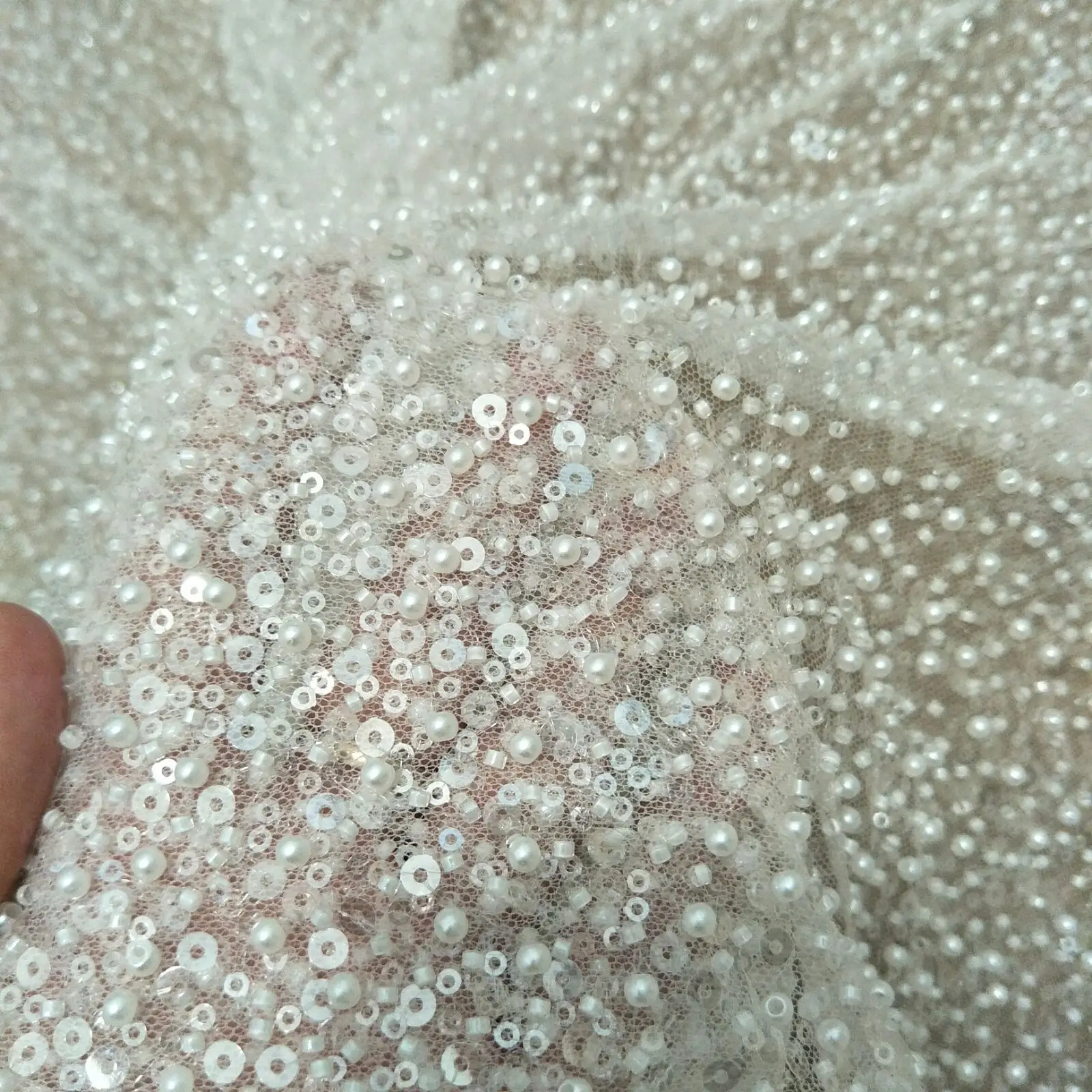 fashion ivory beading lace fabric