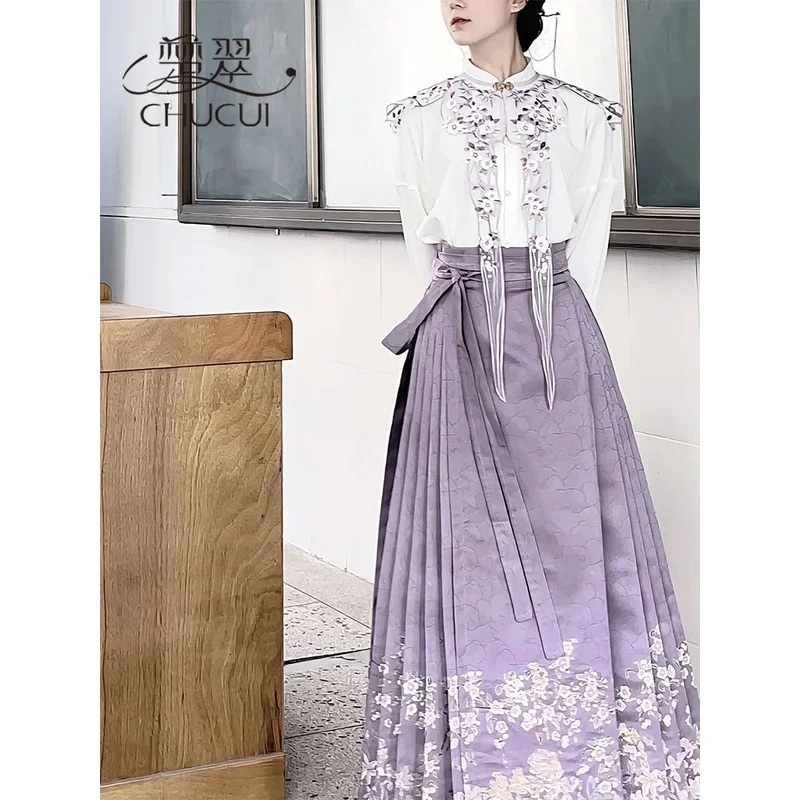 

NewNew Shirt Top Paired With Horse Face Skirt Set For Women's Autumn And Winter Chinese Style Daily 1;s'6,y;9'b,5;