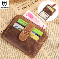 BULLCAPTAIN RFID Blocking Leather Wallet Credit Card ID Card Holder Wallet Money Case For Men And Women 2020 Fashion Retro Bag