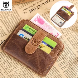 BULLCAPTAIN-cartera de cuero con bloqueo RFID para hombre y mujer, tarjetero de identificación, funda de dinero, bolso Retro de moda, 2020