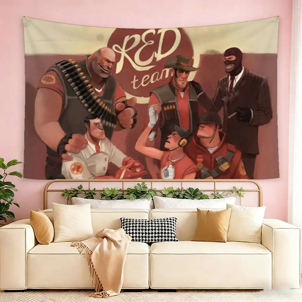 Game-T-tF2 new group  Flags Wall Hanging Tapestry Outdoor Garage Room Decorative flag Background Blanket