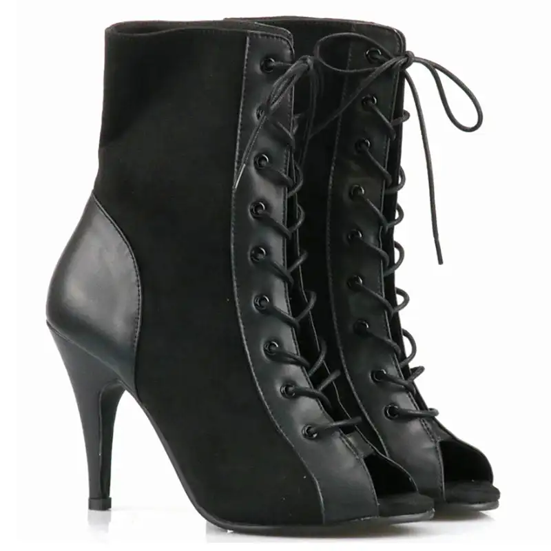 

Customized Venus lure Women's Ankle Boots for Dancing Peep Toe Dancing Shoes Black 7.5CM