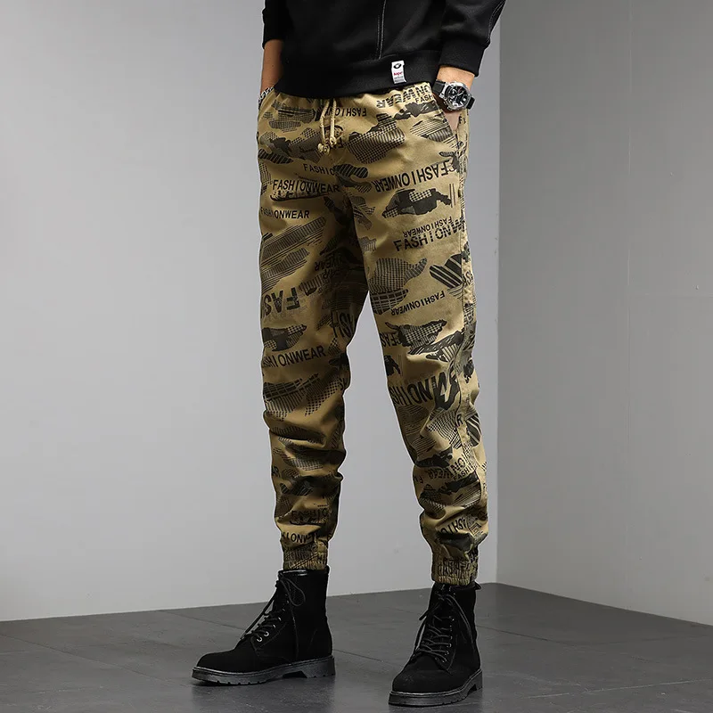 

Cotton Sweatpants Men’s Camouflage Elasticity Waist Cargo Pants Jogger Hip Hop Khaki Casual Trousers Fashion Streetwear