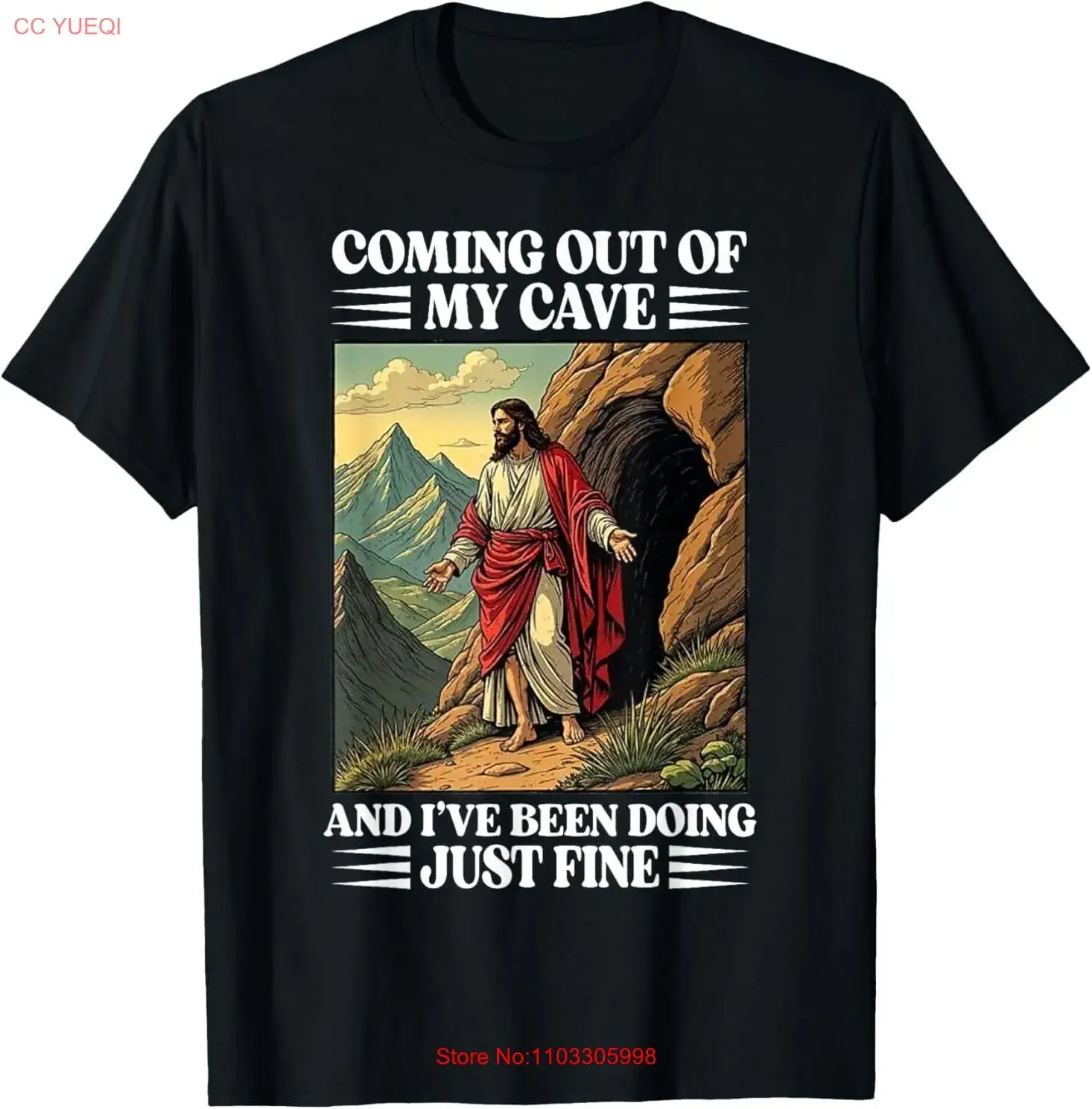 Иисус приходит из моего пещеры и я буду делаю просто тонкая футболка винтажный стираный топ унисекс для повседневной носки уличная одежда