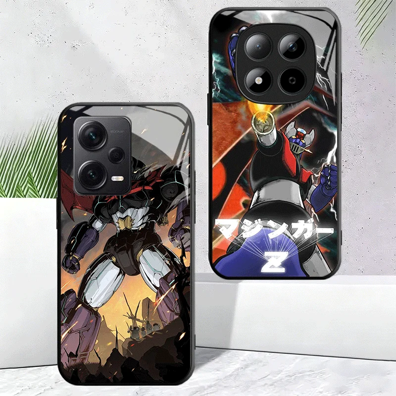 Funda de Teléfono de Vidrio Templado con Diseño de Anime M-Mazinger Z para Xiaomi Redmi Note 12 13 14 15 Pro Plus + 12S 11S 4G 11T 5G 11E 10, Resistente a Impactos
