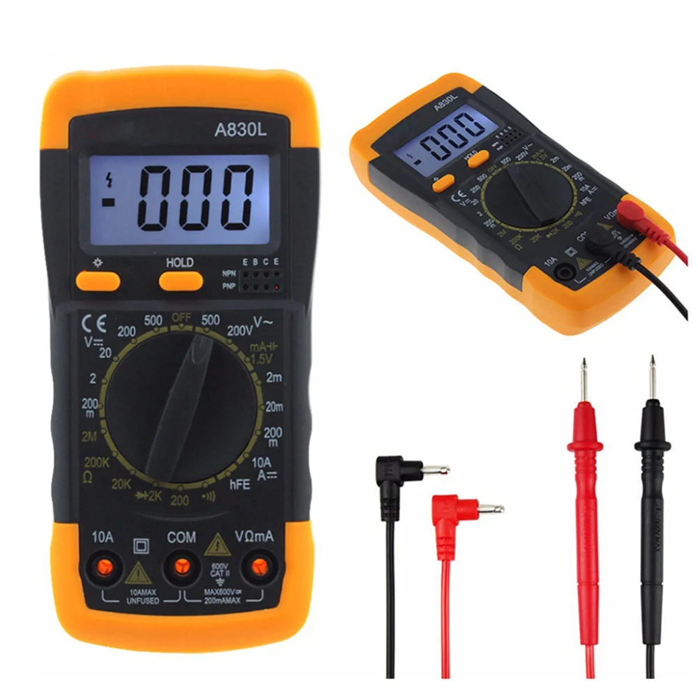 1Pcs A830L LCD Digital Multimeter AC DC Voltage Diode Freguency Multitester Current Tester Luminous Display with Buzzer Function