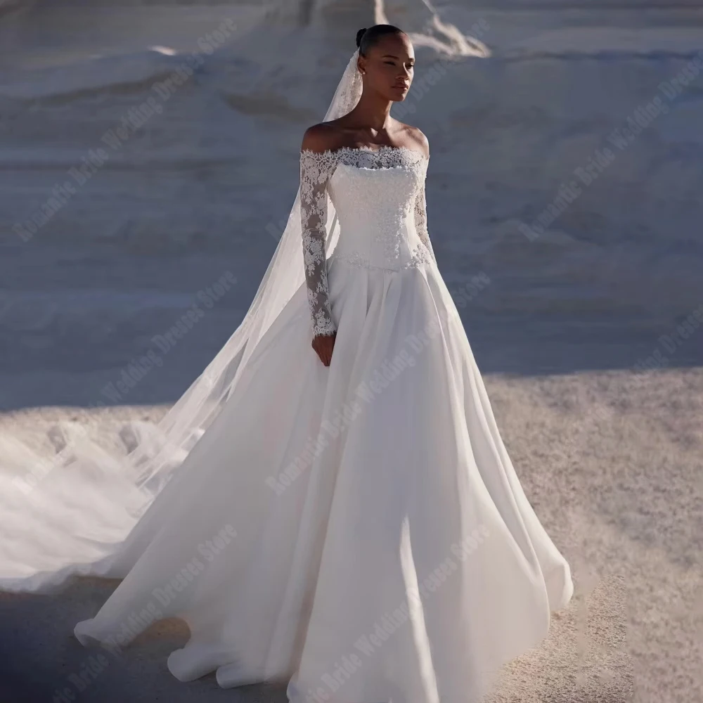 

2026 Delicate A-Line Women Wedding Dresses Elegant Lace Applique Bridal Gowns Mopping Length Ball Vestidos De Novia Customized